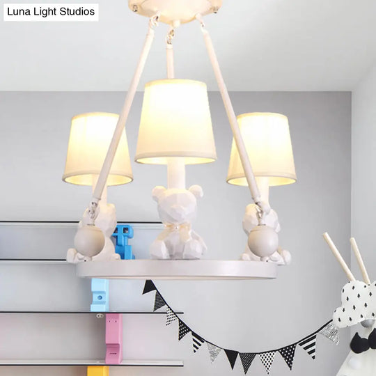Nordic Hanging Light With Tapered Fabric Shade - Bedroom Chandelier