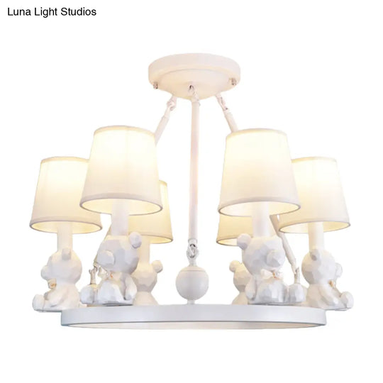 Nordic Hanging Light With Tapered Fabric Shade - Bedroom Chandelier