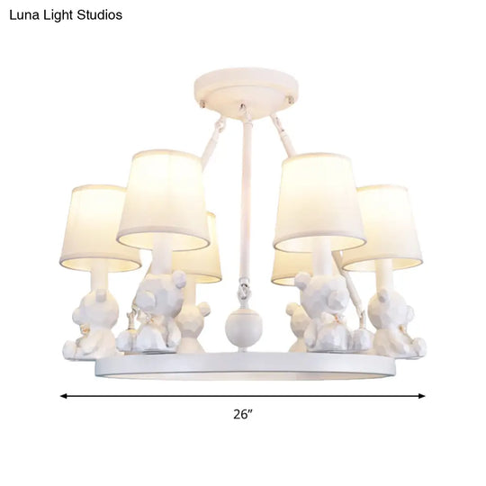 Nordic Hanging Light With Tapered Fabric Shade - Bedroom Chandelier