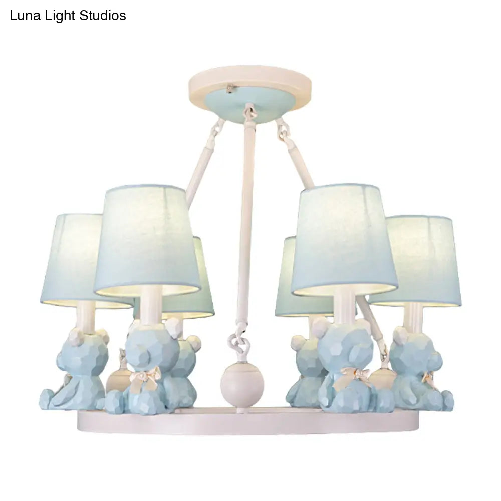 Nordic Hanging Light With Tapered Fabric Shade - Bedroom Chandelier