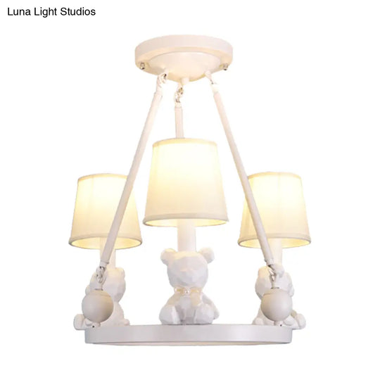Nordic Hanging Light With Tapered Fabric Shade - Bedroom Chandelier