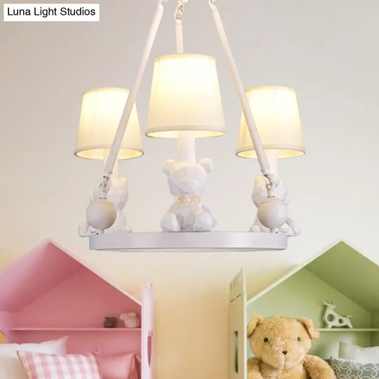 Nordic Hanging Light With Tapered Fabric Shade - Bedroom Chandelier