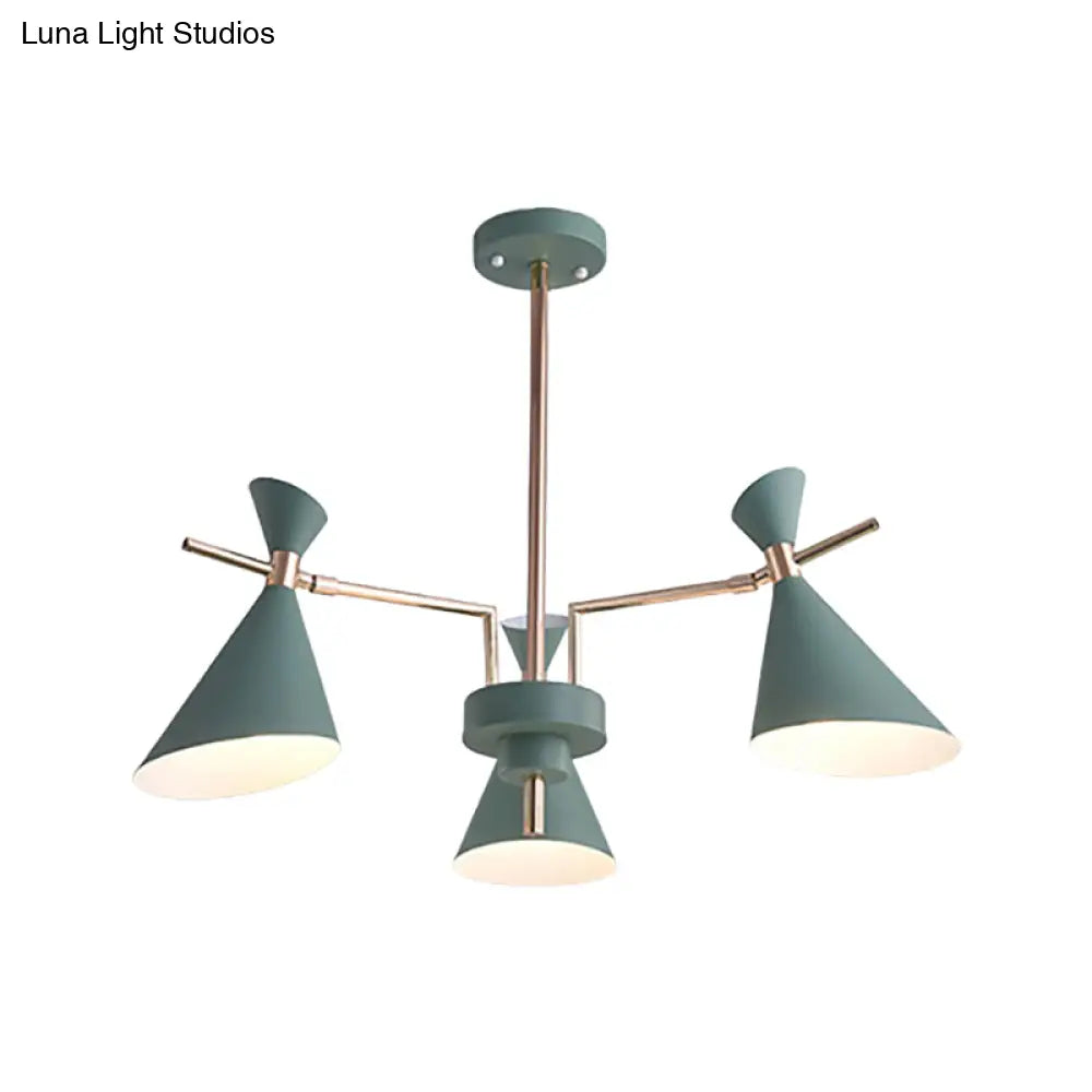 Nordic Horn-Shaped Iron Hanging Lamp Fixture With 3 Lights For Dining Room