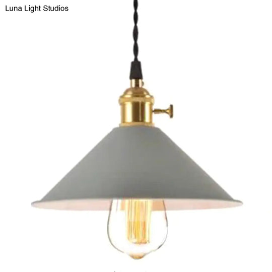 Nordic Industrial Macaron Pendant Light - Colorful Metal 1-Light Lighting Grey / 8.5