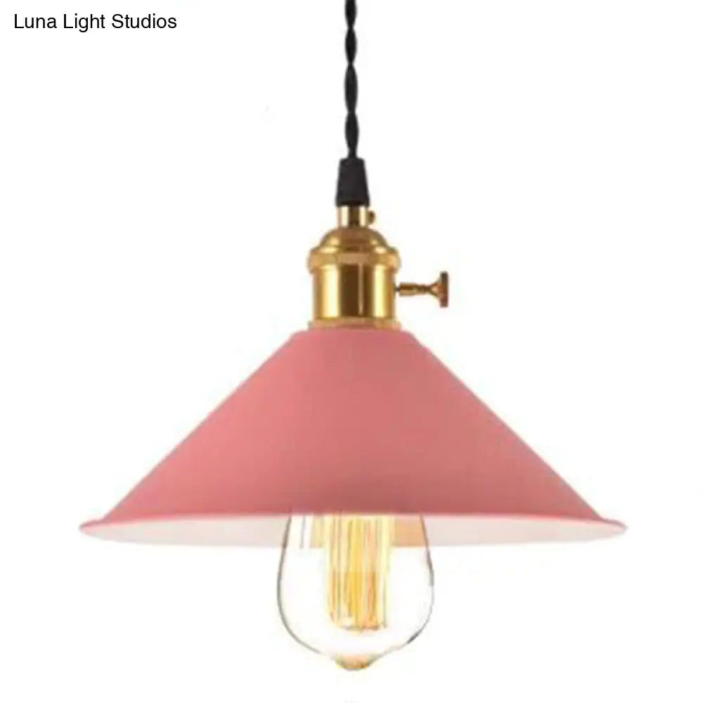 Nordic Industrial Macaron Pendant Light - Colorful Metal 1-Light Lighting Red / 8.5
