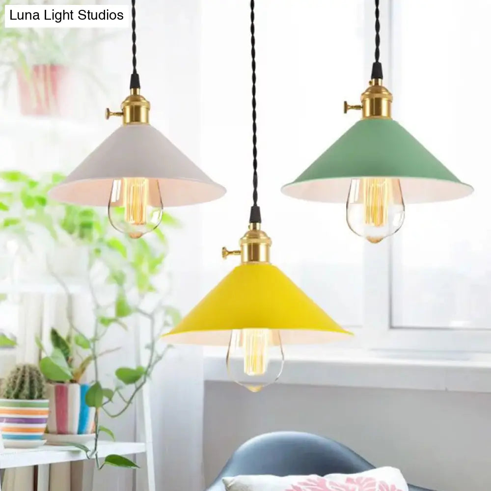 Nordic Industrial Macaron Pendant Light - Colorful Metal 1-Light Lighting