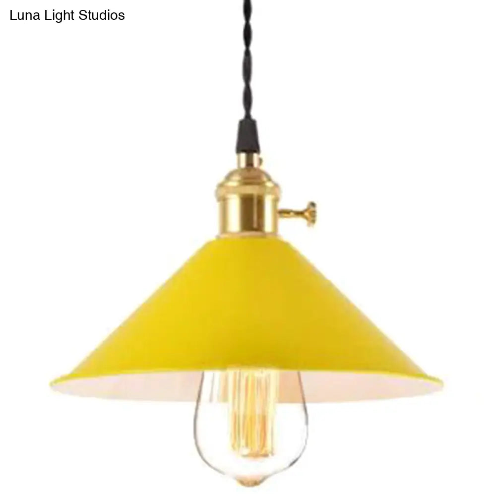 Nordic Industrial Macarons Pendant Light - Metal Colorful 1-Light Lighting Yellow / 8.5’