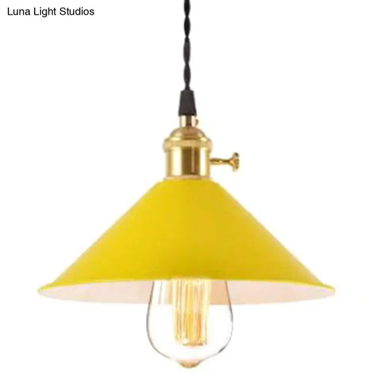 Nordic Industrial Macarons Pendant Light - Metal Colorful 1-Light Lighting Yellow / 8.5’