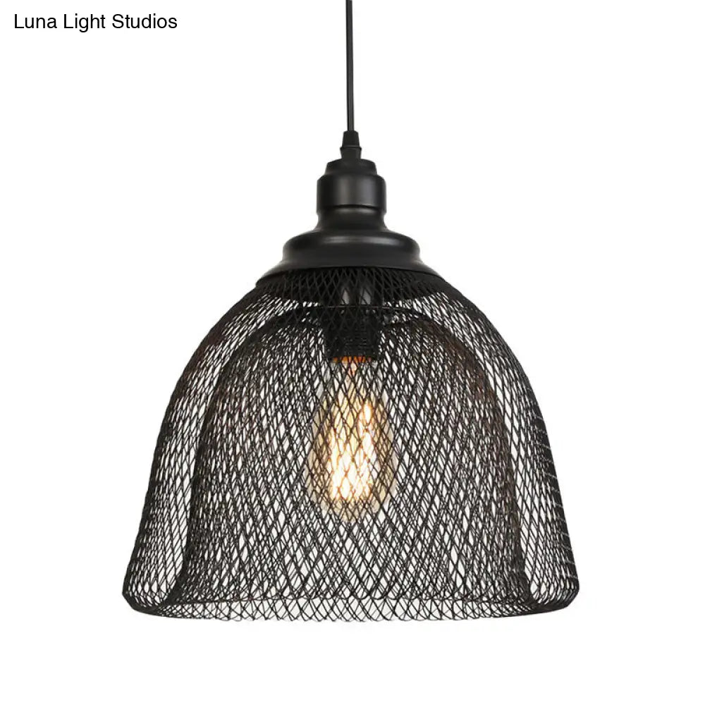 Nordic Industrial Style Wire Mesh Pendant Light For Bar - Metal Hanging Lamp With 1