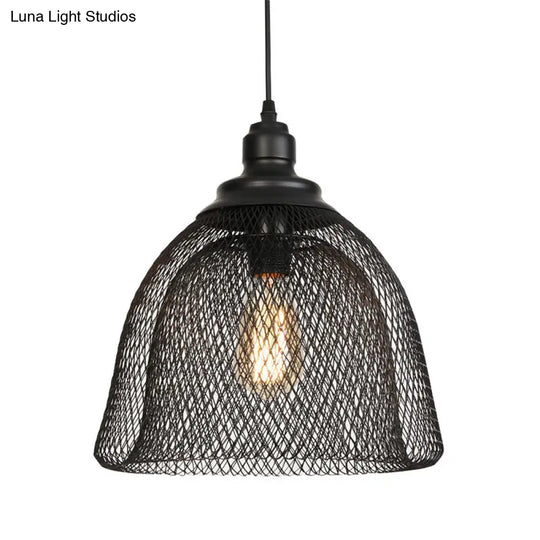 Nordic Industrial Style Wire Mesh Pendant Light For Bar - Metal Hanging Lamp With 1