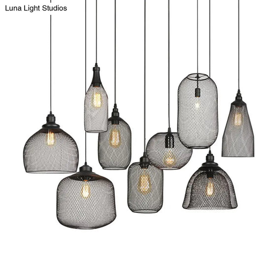 Nordic Industrial Style Wire Mesh Pendant Light For Bar - Metal Hanging Lamp With 1