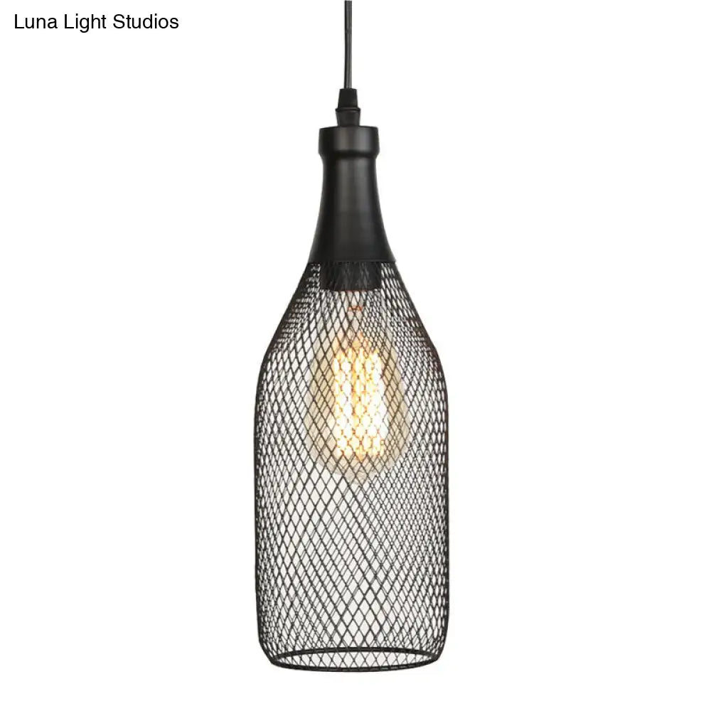 Nordic Industrial Style Wire Mesh Pendant Light For Bar - Metal Hanging Lamp With 1