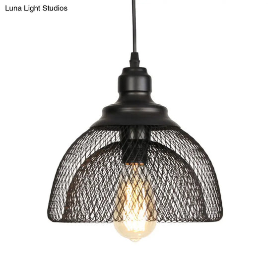 Nordic Industrial Style Wire Mesh Pendant Light For Bar - Metal Hanging Lamp With 1