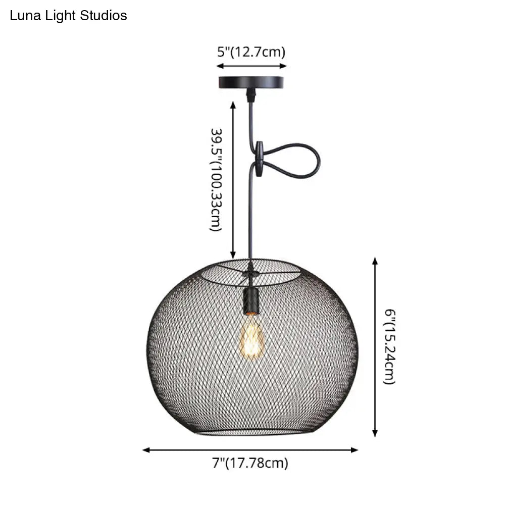 Nordic Industrial Style Wire Mesh Pendant Light For Bar - Metal Hanging Lamp With 1