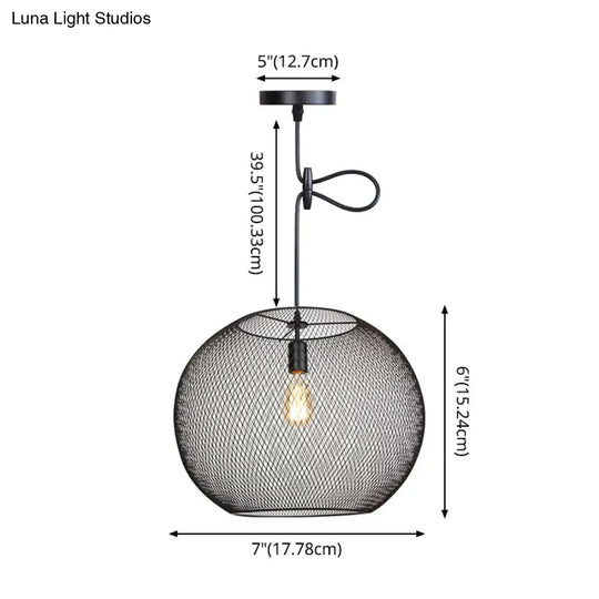 Nordic Industrial Style Wire Mesh Pendant Light For Bar - Metal Hanging Lamp With 1
