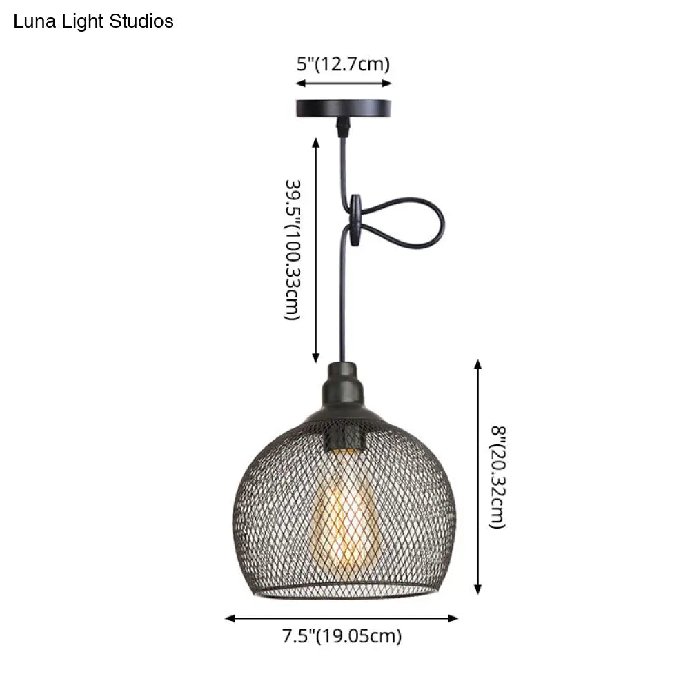 Nordic Industrial Style Wire Mesh Pendant Light For Bar - Metal Hanging Lamp With 1