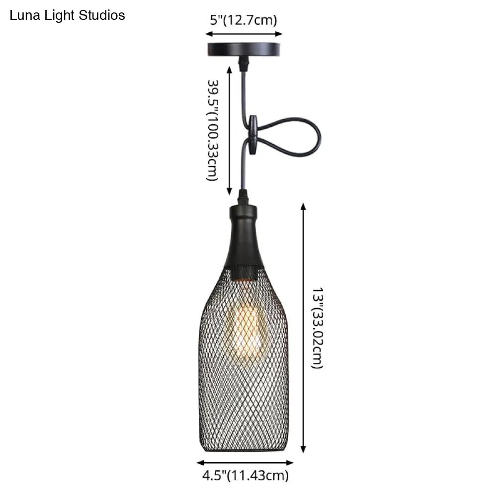 Nordic Industrial Style Wire Mesh Pendant Light For Bar - Metal Hanging Lamp With 1