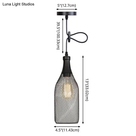 Nordic Industrial Style Wire Mesh Pendant Light For Bar - Metal Hanging Lamp With 1