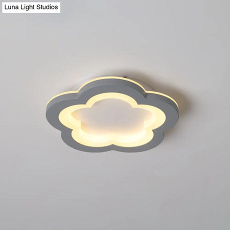 Nordic Integrated Led Ceiling Light In Grey Flower/Square/Pentagon Design With Acrylic Shade -