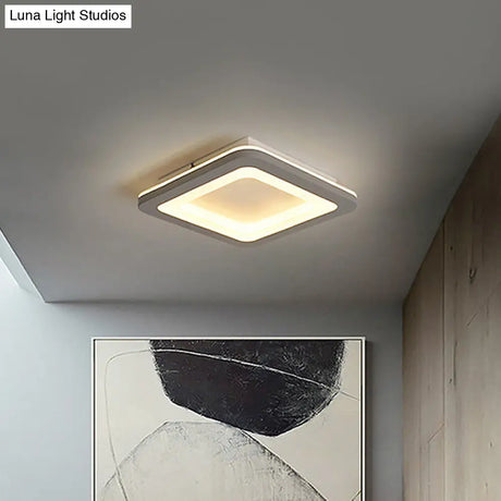 Nordic Integrated Led Ceiling Light In Grey Flower/Square/Pentagon Design With Acrylic Shade -