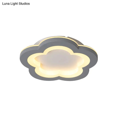 Nordic Integrated Led Ceiling Light In Grey Flower/Square/Pentagon Design With Acrylic Shade -