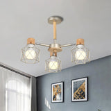 Nordic Iron Cage Semi - Flush Lamp With 3/6/8 - Head Black/Green/Gold Pendant Lighting For Ceiling