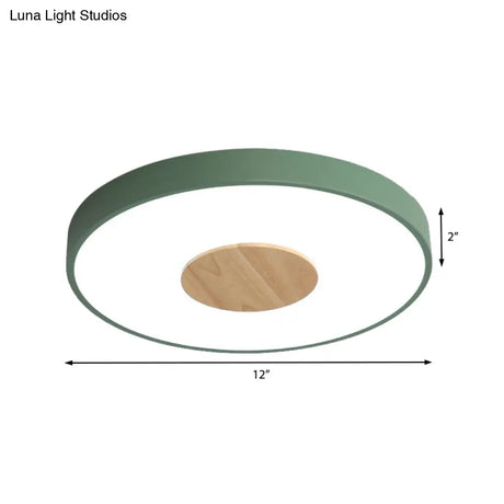 Nordic Iron Round Flush Mount Ceiling Light - 1 Head Pink/Blue/White Lighting Fixture For Bedroom