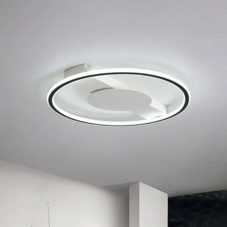 Nordic Led Acrylic Flush Mount Lamp For Bedroom Black Rounded Design 18’/21.5’ Width / 18’