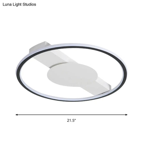 Nordic Led Acrylic Flush Mount Lamp For Bedroom Black Rounded Design 18’/21.5’ Width