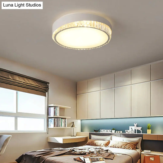 Nordic Led Acrylic Flush Mount Light With Crystal Deco - Clear/Warm/White 16.5’/20.5’ Diameter