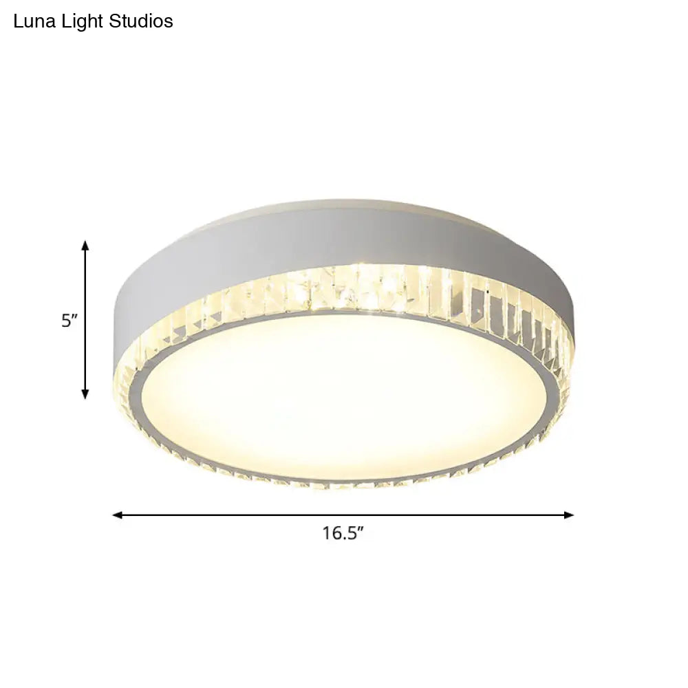 Nordic Led Acrylic Flush Mount Light With Crystal Deco - Clear/Warm/White 16.5/20.5 Diameter