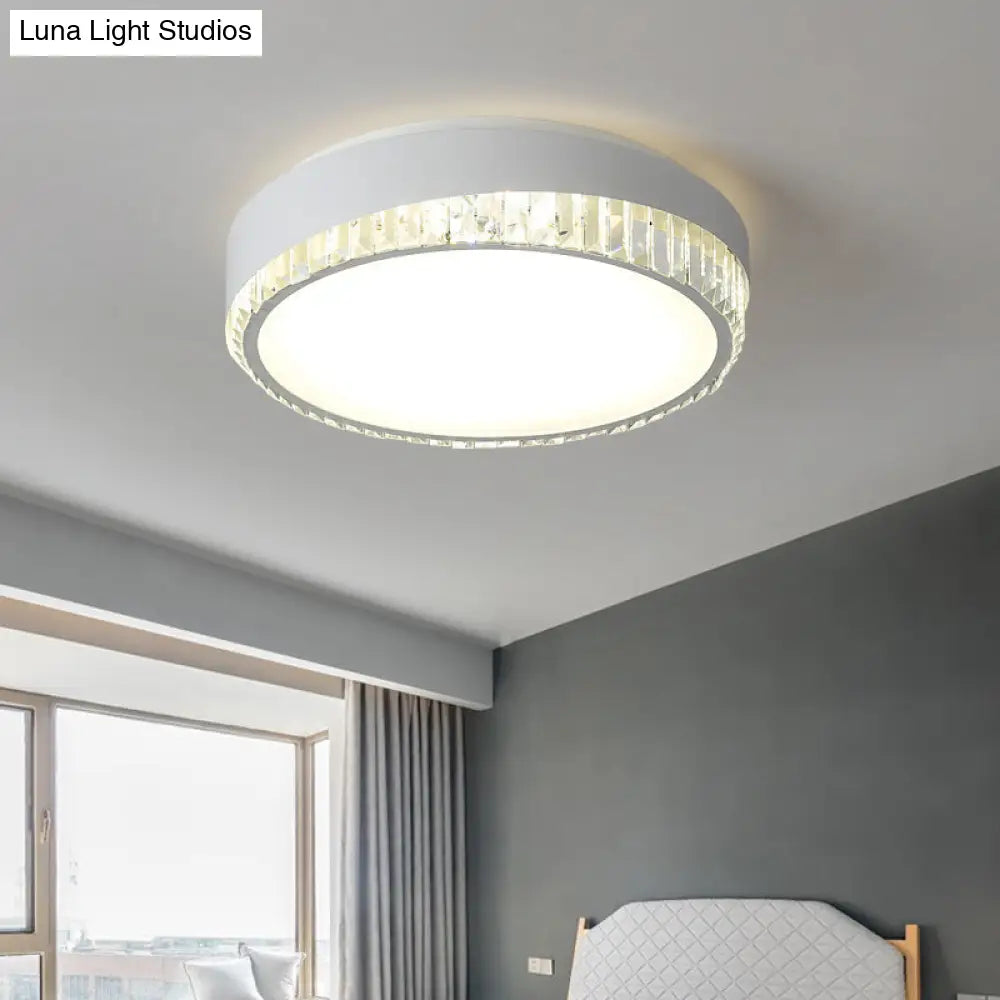 Nordic Led Acrylic Flush Mount Light With Crystal Deco - Clear/Warm/White 16.5’/20.5’ Diameter