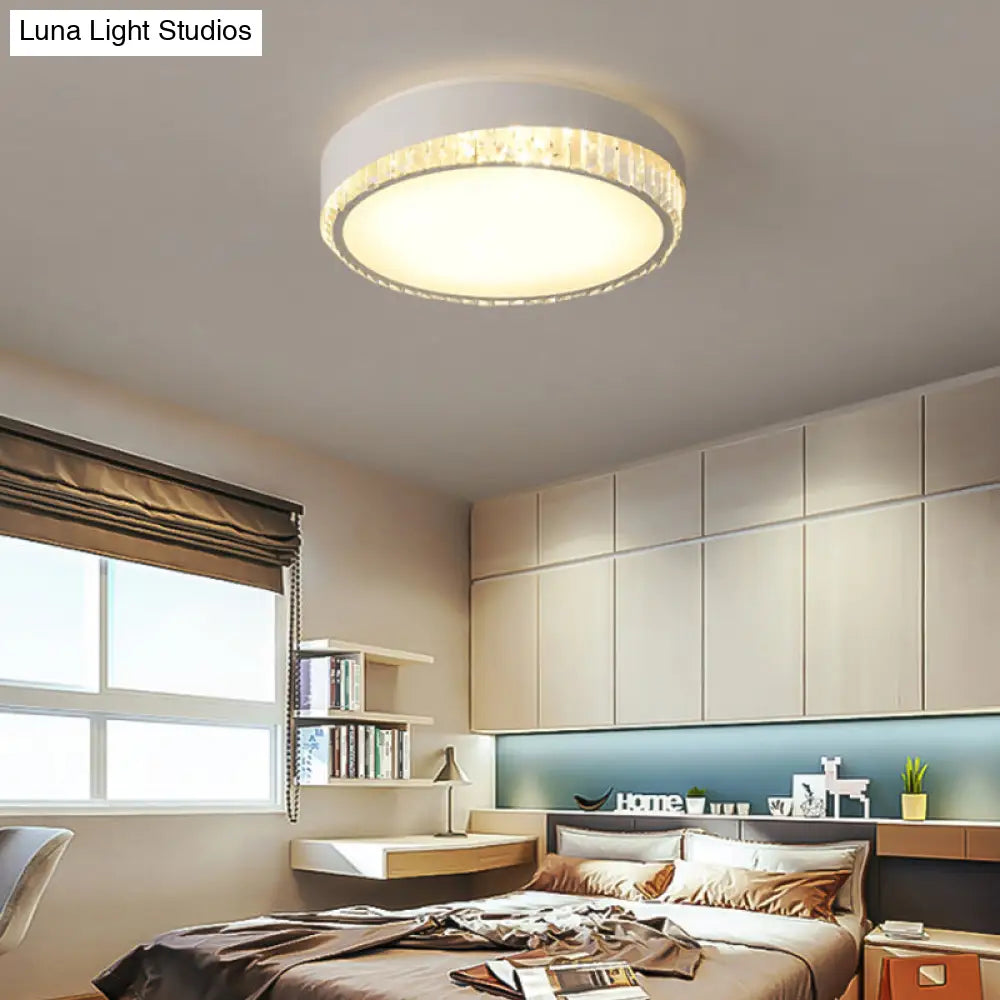Nordic Led Acrylic Flush Mount Light With Crystal Deco - Clear/Warm/White 16.5/20.5 Diameter