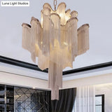 Nordic Led Aluminum Ceiling Chandelier For Living Room - Stylish Pendant Light Fixture