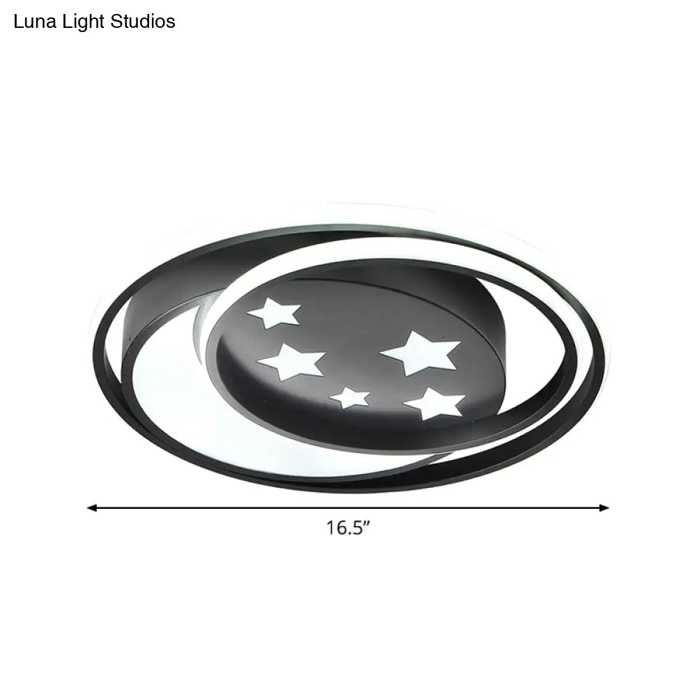 Nordic Led Black Flushmount With Star Pattern For Bedroom Lighting Fixture
