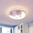 Nordic Led Ceiling Fixture With Moon And Star Flush Mount Spotlight: White/Pink/Blue Acrylic Shade