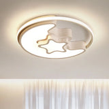 Nordic Led Ceiling Fixture With Moon And Star Flush Mount Spotlight: White/Pink/Blue Acrylic Shade 3