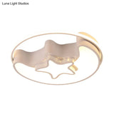 Nordic Led Ceiling Fixture With Moon And Star Flush Mount Spotlight: White/Pink/Blue Acrylic Shade