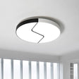 Nordic Led Ceiling Flush Lamp With Acrylic Shade And Black/White Finish In White/Warm Light Black -