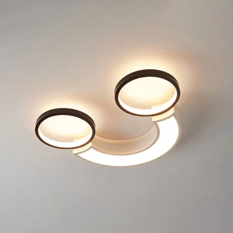 Nordic Led Ceiling Flush Light | Acrylic Black & White Smiley Design Remote Control Dimmable Black