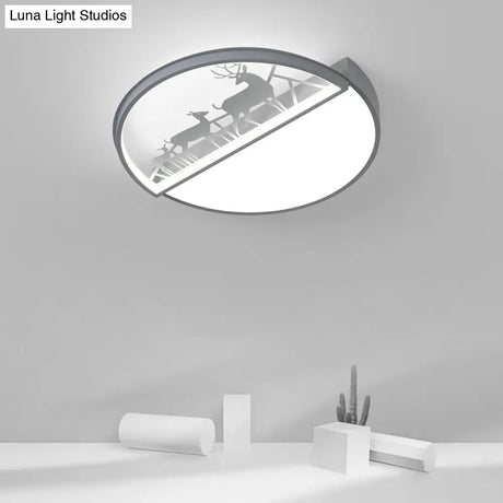 Nordic Led Ceiling Light With Deer Silhouette In 3 Colors