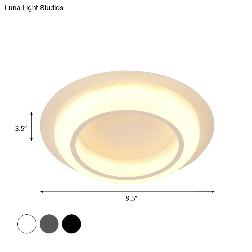 Nordic Led Circle Ceiling Light In Acrylic - Sleek Flush Mount For Bedroom