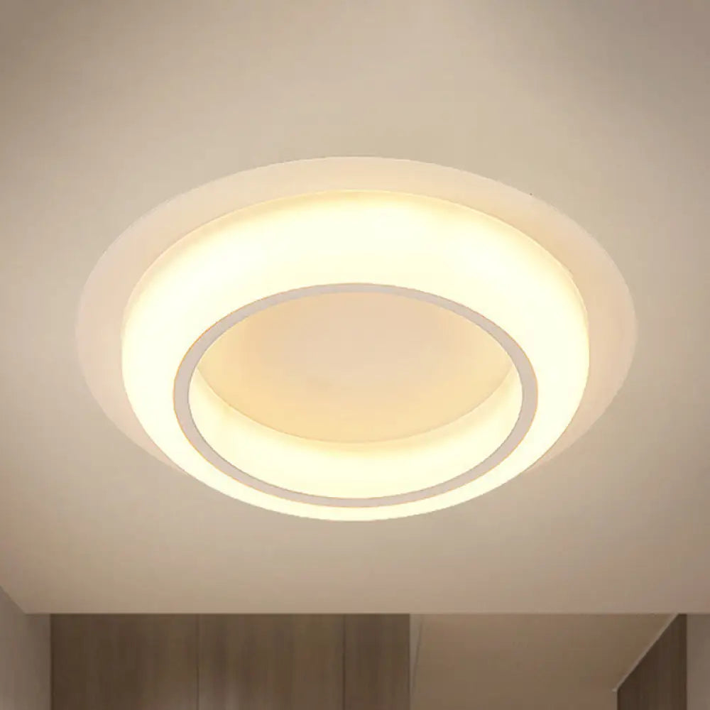 Nordic Led Circle Ceiling Light In Acrylic - Sleek Flush Mount For Bedroom White
