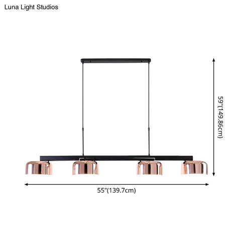 Nordic Led Diner Island Lamp: 4-Light Hanging Fixture With Acrylic Shade