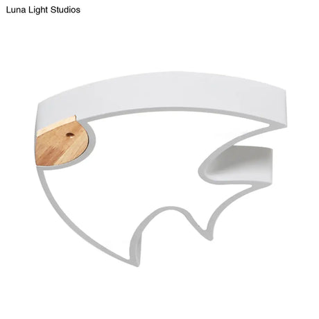 Nordic Led Fish - Shaped Flush Lamp For Bedroom In White/Grey/Pink Acrylic