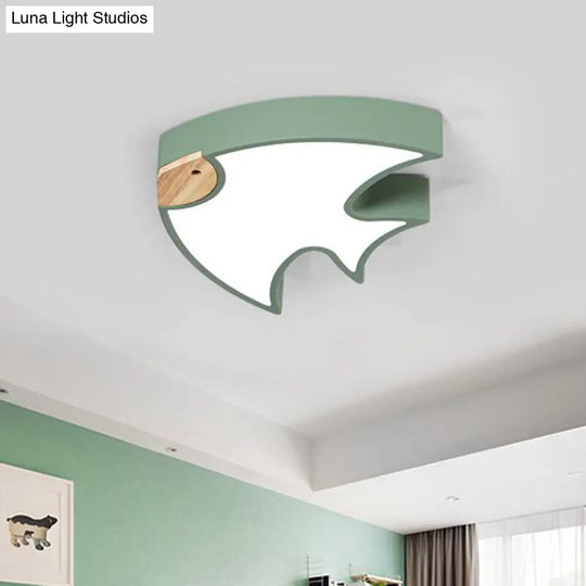 Nordic Led Fish-Shaped Flush Lamp For Bedroom In White/Grey/Pink Acrylic