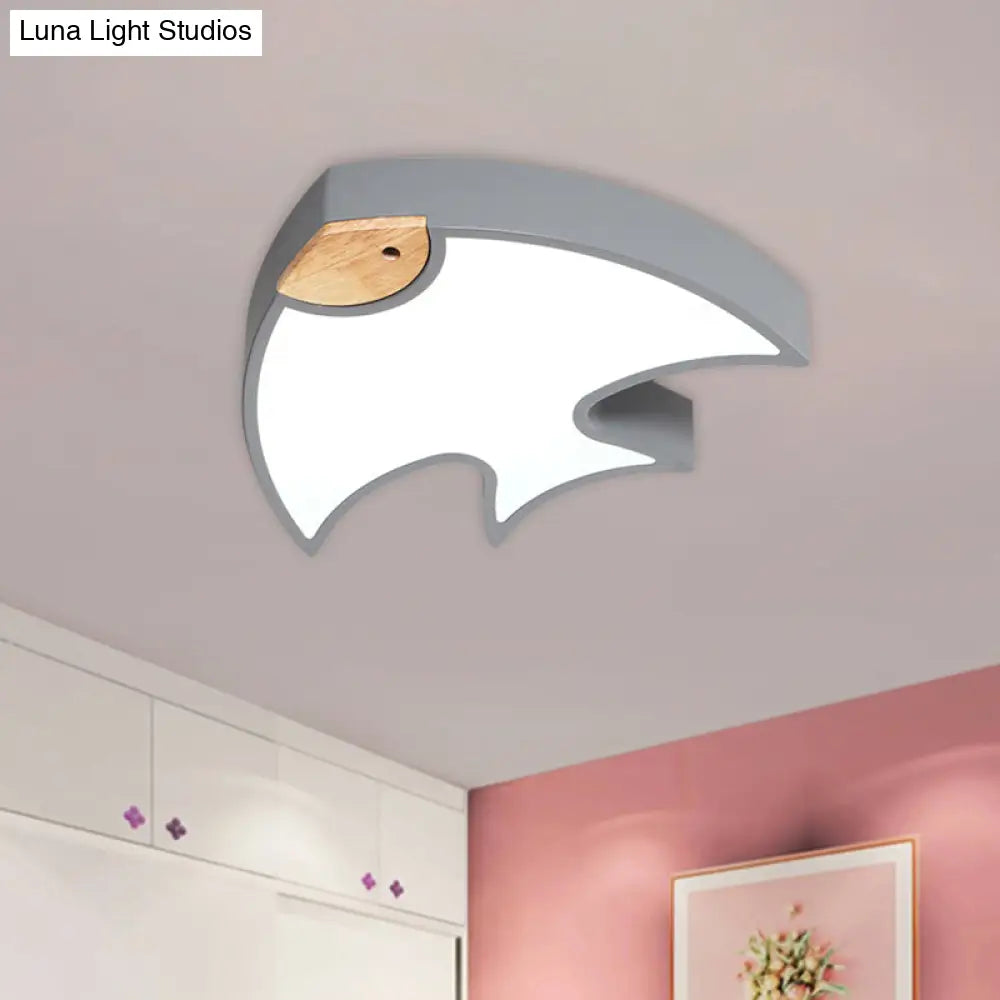 Nordic Led Fish - Shaped Flush Lamp For Bedroom In White/Grey/Pink Acrylic