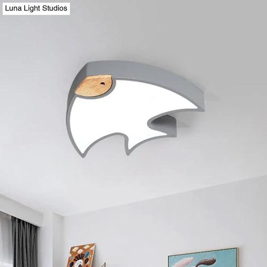 Nordic Led Fish - Shaped Flush Lamp For Bedroom In White/Grey/Pink Acrylic