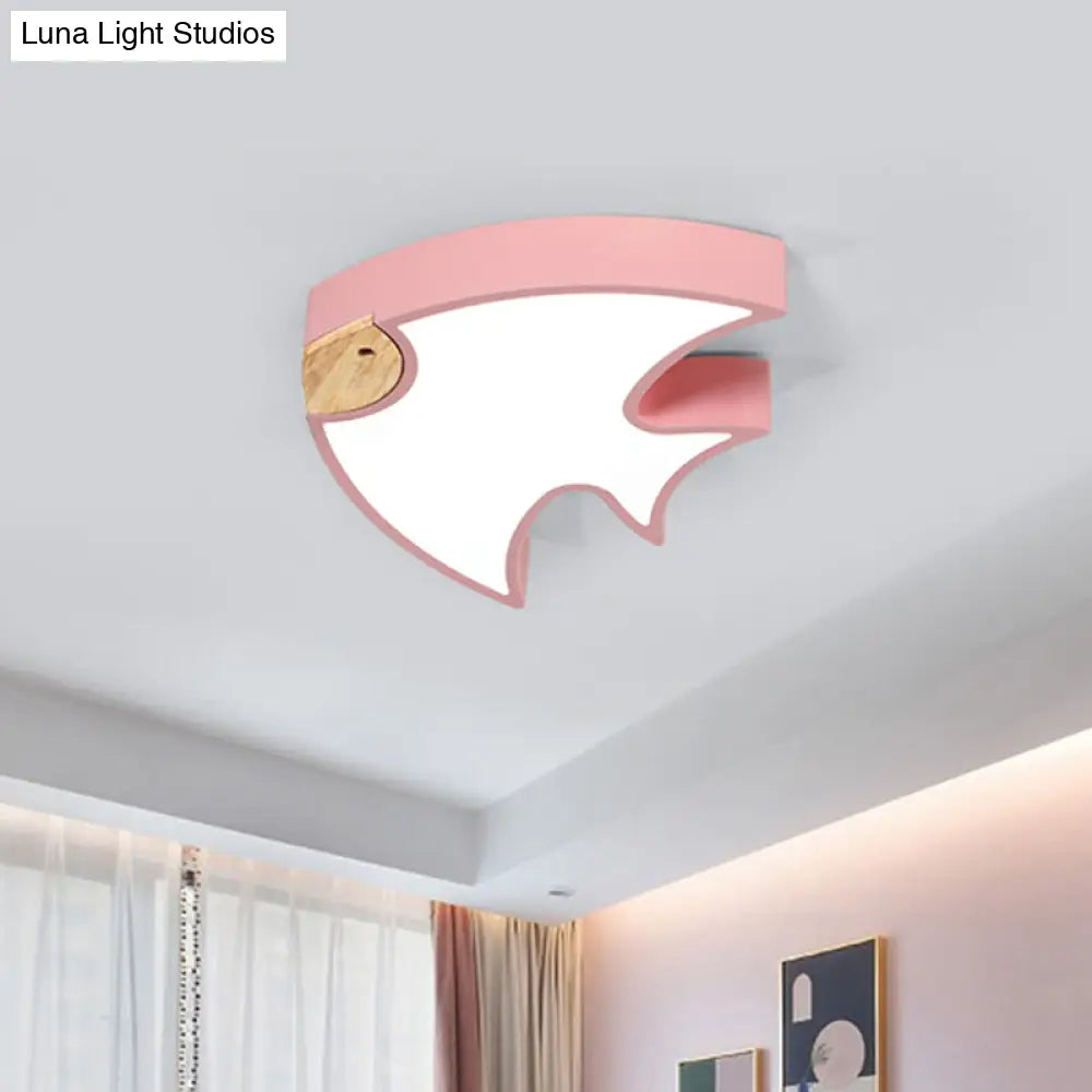 Nordic Led Fish - Shaped Flush Lamp For Bedroom In White/Grey/Pink Acrylic