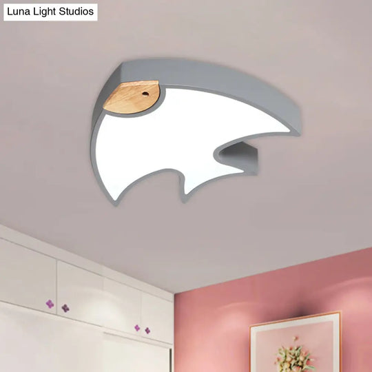 Nordic Led Fish-Shaped Flush Lamp For Bedroom In White/Grey/Pink Acrylic